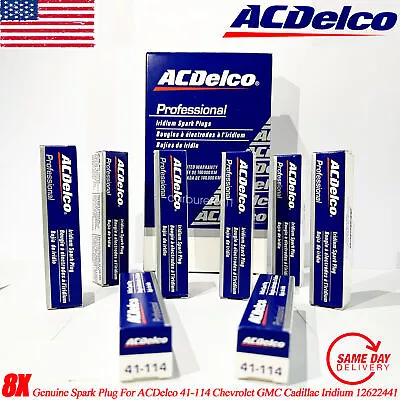 Genuine 8pc/pack Spark Plug 41-114 For ACDelco Chevrolet GMC Cadillac 12622441 • $22.99