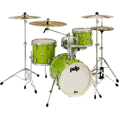 PDP By DW New Yorker 4-Piece Shell Pack W/ 16 In. Bass Electric Green Sparkle • $449.99