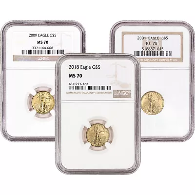 American Gold Eagle 1/10 Oz $5 - NGC MS70 Random Date And Label • $313.10