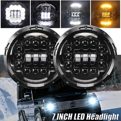 7 Inch BLACK Halo LED Headlights For 2002-2006 Mercedes Benz W463 G Class Wagon • $91.99