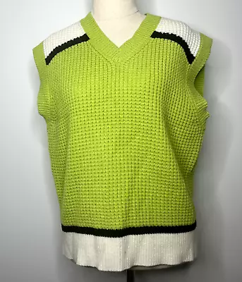 MARNI X Uniqlo Knit Vest Size Large Lime Green Sleeveless Luxe Wool Blend • $54.99
