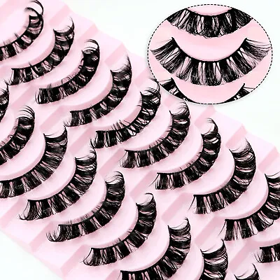 UK Russian Style Strip Lashes D Curl Mink False Eyelashes Full Curled 10 Pairs • £1.99