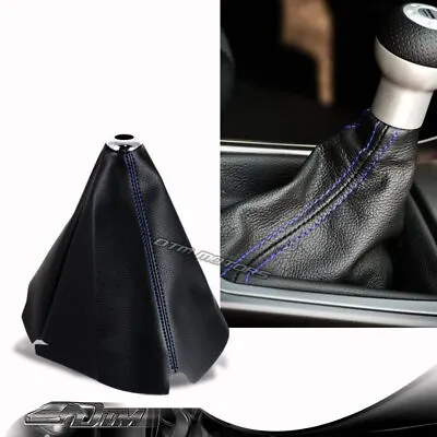 JDM Blue Stitch Black PVC Leather Shifter Shift Gear Knob Boot Cover Universal • $9.99