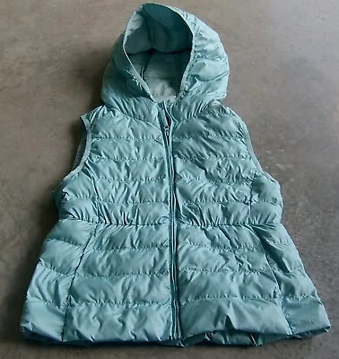 Uniqlo Girls Blue Hooded Puffer Vest Sz 7 - 8 • $24