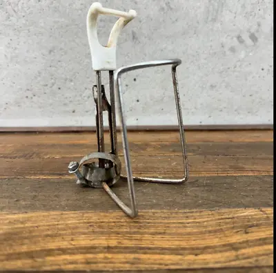 Vintage Steel Water Bottle Cage Chrome White Clamp On Eroica 60s 70s BENT Steel • $20.99