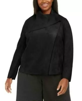 $149 Anne Klein Plus Size Asymmetrical Wrap Jacket Black Size 0X NWT • $101.89