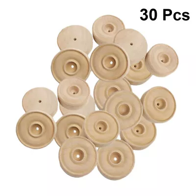  30 Pcs Round Wooden Wheels Mater Toys From Cars Supplies Small • £12.98