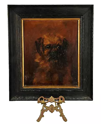 Superb Antique Edwardian Portrait Of A Border Terrier Dog- Signed Oil Painting • £102.52