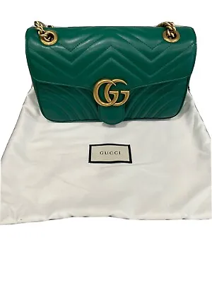 $2895 • Buy Gucci GG Marmont Small Shoulder Bag Flap Green Chain Bag Brand New $3695