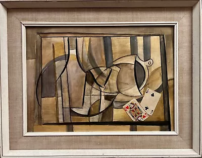 Abstract Cubist Oil On Board Mid Century St Ives Manner Of Ben Nicholson. • £85