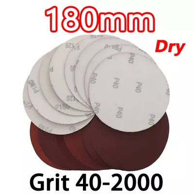 180mm Dry Sanding Hook Loop Backing Pad Polishing Sandpaper Discs Grit 40 - 2000 • $7.64