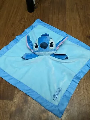 Disney Baby Blue Stitch Plush Lovey Security Blanket Satin Trim 14  Baby Toy • $19.99