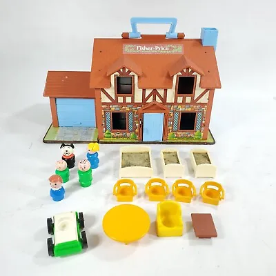 Vintage Fisher Price Little People Family Tudor House #952 W/ Accessories • $44.95