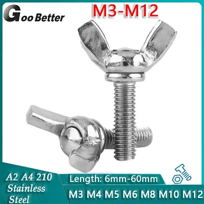 M3 M4 M5 M6 M8 M10 M12 Wing Bolts DIN 316 Wingbolt Nut Butterfly Screw Stainless • £1.19