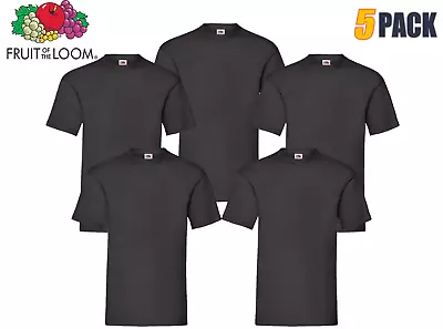£16.99 • Buy 5 PACK Fruit Of The Loom T Shirt Black/White Mens Plain Tee Cotton Top Wholesale