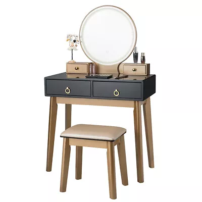 Vanity Makeup Dressing Table Set Touch Screen 3 Lighting Modes With Stool Black • $219.99