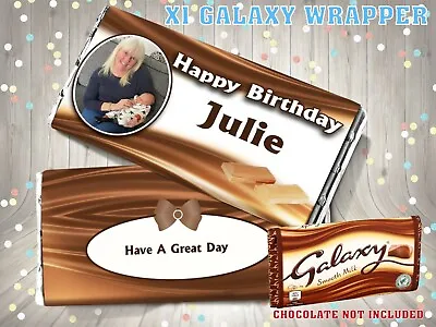 PERSONALISED Photo CHOCOLATE BAR WRAPPER Fits Galaxy 110g Birthday Gift • £2.25