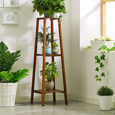 £28.93 • Buy Indoor Corner Plant Stand Potted Holder Wooden Flower Shelf 3 Tiers Display Rack