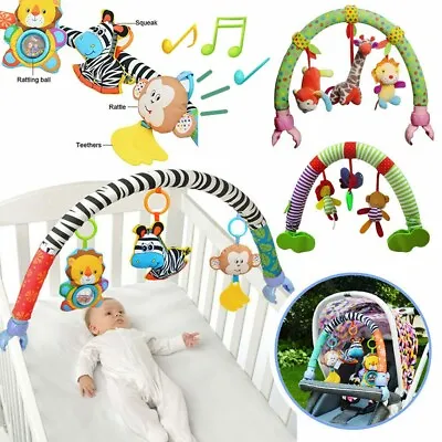 £10.95 • Buy UK Baby Travel Arch Stroller Crib Pram Activity Bar With Rattle Squeak Toys