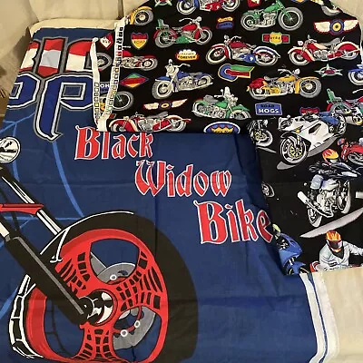 3 Pieces Remnant Fabric Biker Motorcycles American Chopper Black Widow Bike • $4