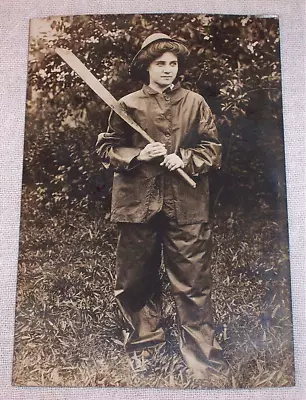 1909 RPPC Young Woman In Raincoat Storm Gear Oilskin  Broken Oar Massachusetts • £20.90