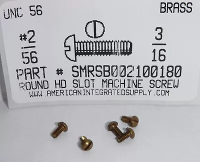 #2-56x3/16 Round Head Slotted Machine Screws Solid Brass (50) • $10.75