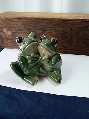 Very Cute Vintage Hugging Frogs Ceramic Glazed Figurine  • $26