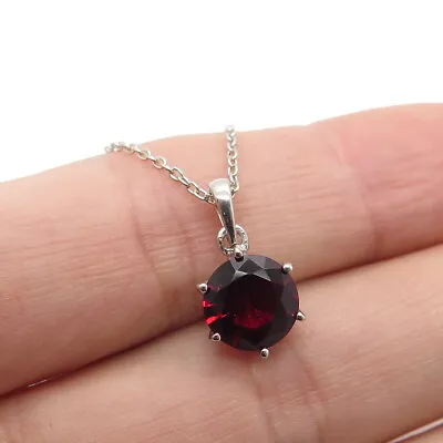 925 Sterling Silver Real Red Garnet Gemstone Pendant Rolo Chain Necklace 18  • $24.95