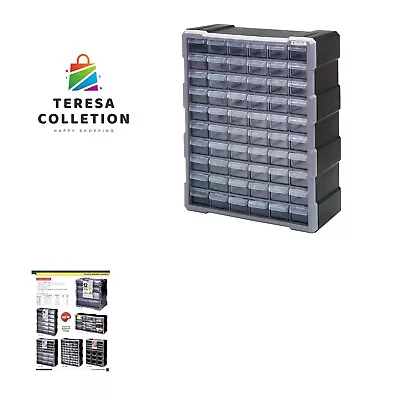 Clear Plastic Parts Storage Hardware And Craft Drawer Cabinet 60 Drawers • $72.99