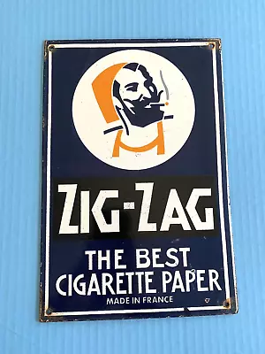 Vintage Zig Zag Cigarettes Smoking Gasoline Motor Oil Soda Pop Porcelain Sign • $3.25