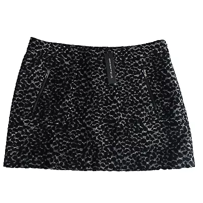 New W118 By Walter Baker Women's Black Animal Print Wool Blend Mini Skirt Size M • $40