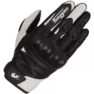 Furygan TD21 Vented Leather Motorcycle Motorbike Short Gloves - Black White Red • £49.99