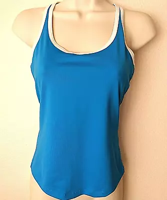 Marika Womens Small Aqua Blue Cutout Back Running Yoga Tank Top Shelf Bra Shirt • $6.99