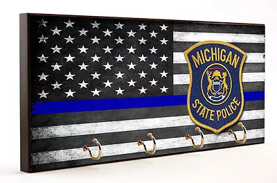 Thin Blue Line Michigan State Police Key Hanger • $29.95