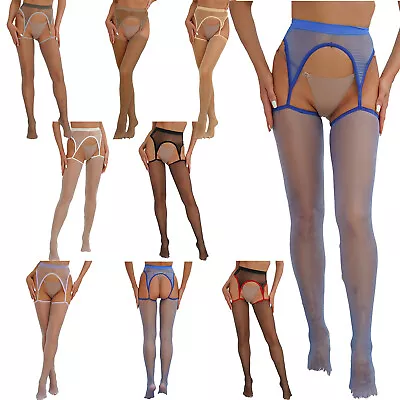 Sexy Pantyhose Womens High Waist Crotchles Garter Belt Stocking Suspender Tights • $9.65