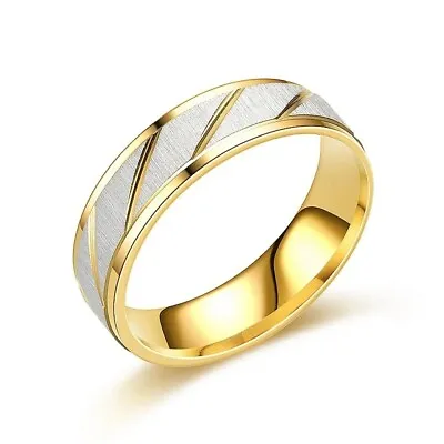 9ct Yellow Gold Wedding Ring Band D Shaped White Gold Filled • £34.95