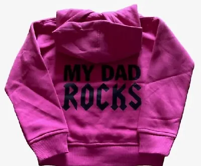 MY DAD ROCKS Pink Hoodie 6-12 Months Darkside ROCK Clothing  NEW Stock Clearance • £15