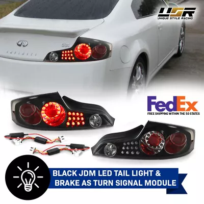 DEPO JDM Black LED Tail Light PLUS Turn Signal Module For 2003-2005 G35 2D Coupe • $239.95