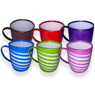 Plastic Coffee Mug With Handles - Reusable Cups For Hot Cold Tea Camping Travel • £5.95