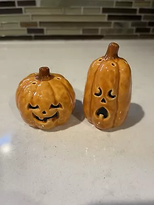 Vintage Enesco 1984 Pumpkin/Jack O Lantern Salt And Pepper Shakers - Never Used • $16