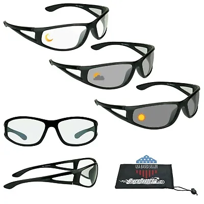 Photochromic Transitional Cycling Sunglasses Side Shield Motorcycle Wrap Glasses • $49.99