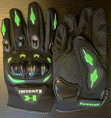 Kawasaki Armored Knuckles Motorcycle Gloves XL Men’s.  Black And Green Accents • $23.99