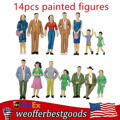 14pc Model Trains 1:25 Miniature Painted Figures G Scale People Standing Seated • $13