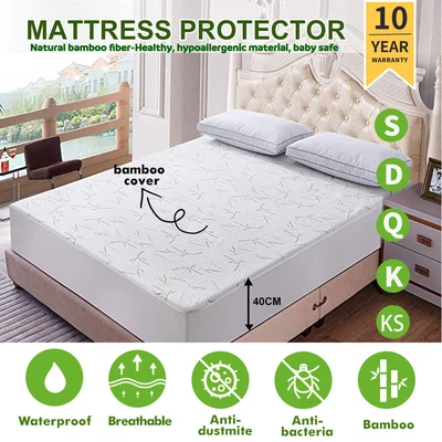 $32.29 • Buy Bamboo Waterproof Mattress Protector Bed Matress Cover King Queen Double Single