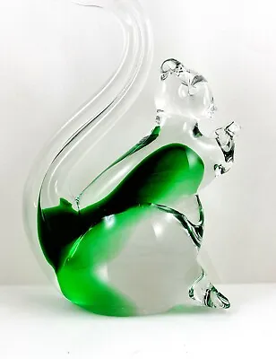 Murano Glass Squirrel Figure Rubella Clear And Green. • $45