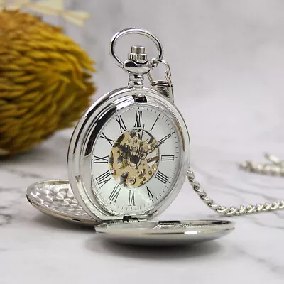 Vintage Steampunk Double Hunter Semi-automatic Mechanical Skeleton Pocket Watch • $18.91