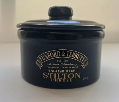 Tuxford & Tebbutt Black Stoneware Cheese Crock & Lid • $21.99