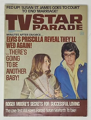 ELVIS PRESLEY TV Star Parade Magazine February 1974 Priscilla 70s Roger Moore • $14.99