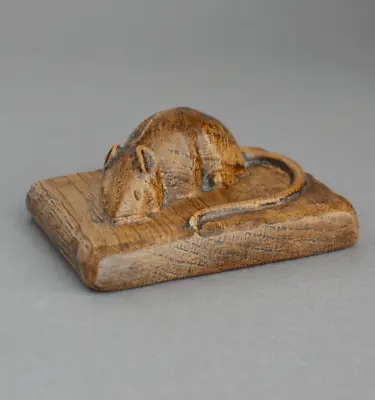 £271 • Buy RARE Vintage MOUSEMAN Carved Wooden MOUSE On PLINTH Early/Apprentice OAK Mice
