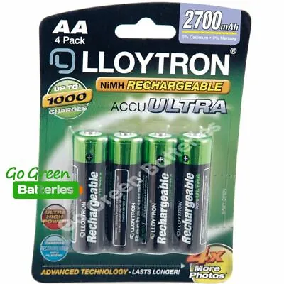 AA Rechargeable Batteries 2700mAh Ultra High Power NiMH Camera Lloytron 4 Pack • £7.69